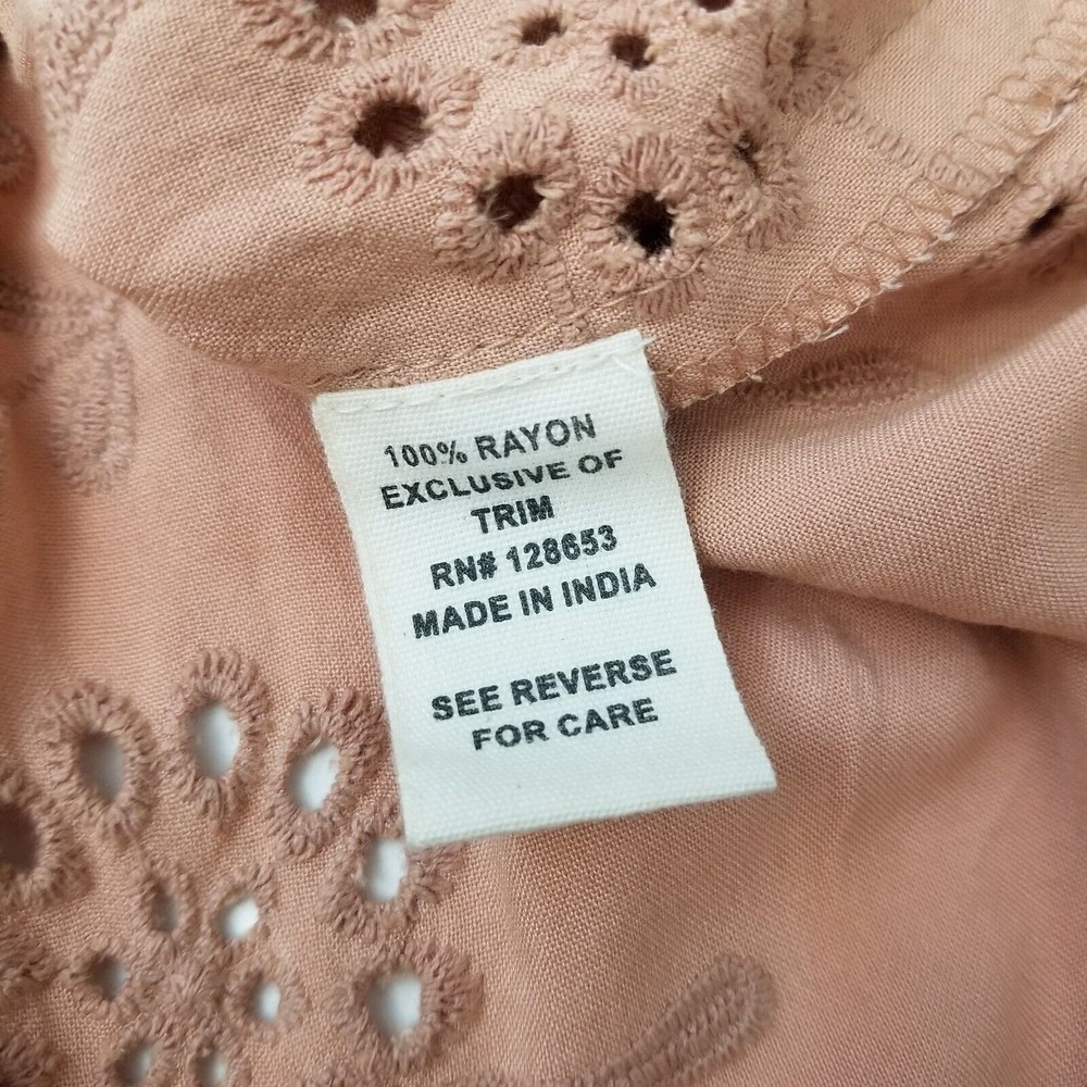 Nicole Miller Artelier Floral Eyelet Mini Dress Terracotta Pink Boho Small - Picture 11 of 14